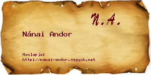 Nánai Andor névjegykártya